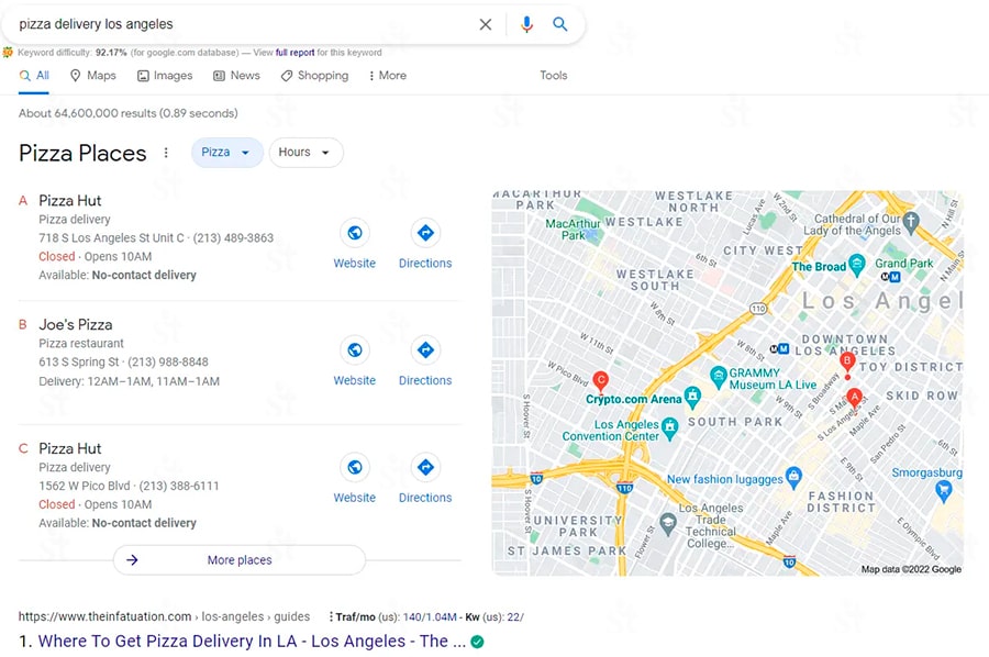 Поисковая выдача Google